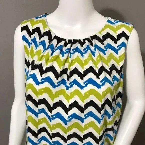 Calvin Klein Zig Zag Print Multicolored Sleeveless Knit Top Sz-Large - Picture 3 of 9